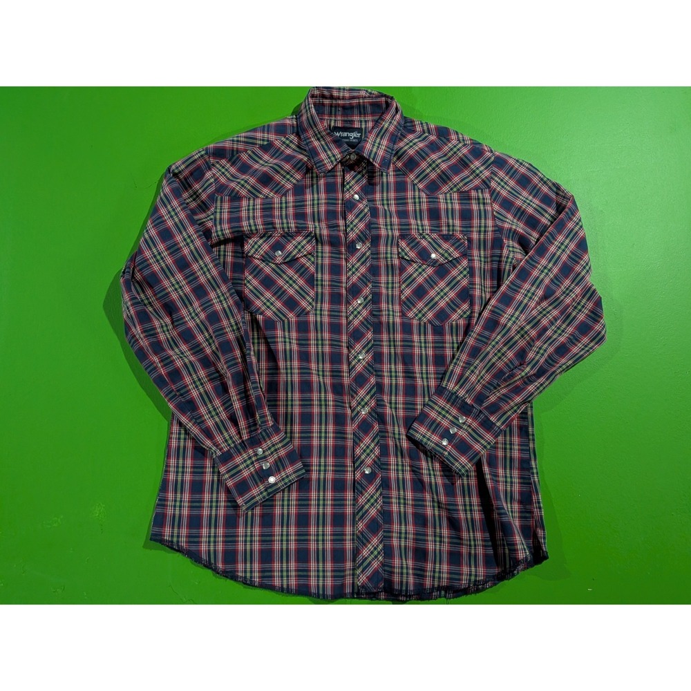 Vintage Wrangler Western Shirts Plaid Pearl Snap Button Up Large